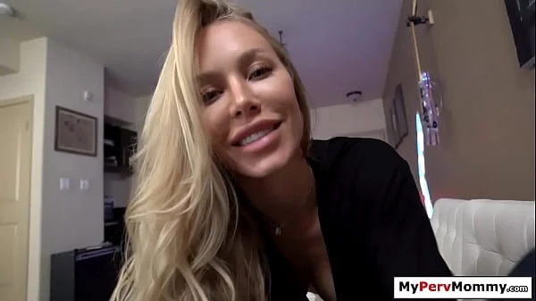 A busty blonde stepmom blowjobs then fucks stepsons big cock