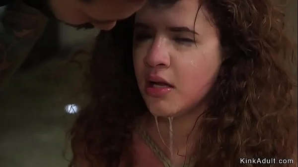 Master fucks brunette slave cutie in rope bondage