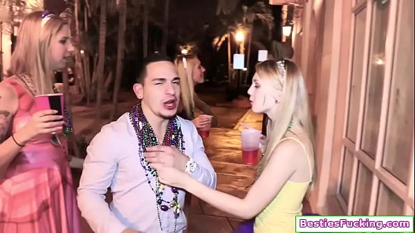 Small tits 18yo blowjobs guy in public while her bff gets fucked