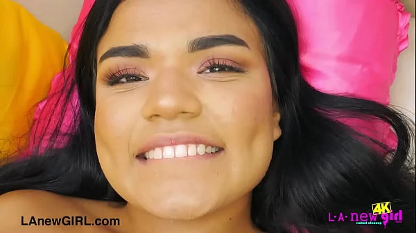 Sophisticated brunette bombshell naked close-up