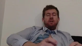 Young Business Man Jacks Off After Work